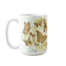 Gelber und goldener Schmetterlings-Kaffeebecher