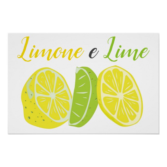 Gelber und grüner italienischer Lemon und Limones  Poster (Vorderseite)