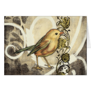 Gelber und grüner Vogel auf Vintagem Hintergrund