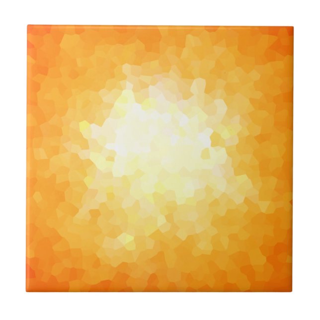 Gelber und orange Sonnendurchbruch-geometrische Fliese (Vorderseite)