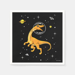 Gelber und orange Velociraptor Dinos im Raum Serviette