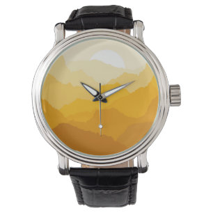 Gelber und orangefarbener Sonnenaufgang Armbanduhr
