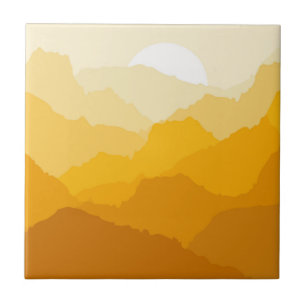 Gelber und orangefarbener Sonnenaufgang Fliese