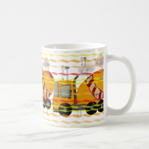 Gelber und roter Betonmischer Kaffeetasse