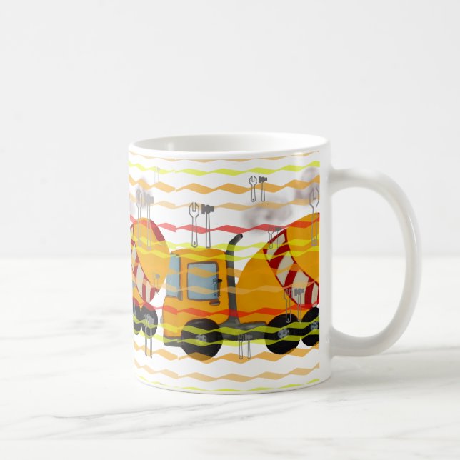 Gelber und roter Betonmischer Kaffeetasse (Rechts)