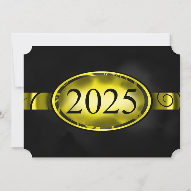 Gelber und schwarzer Blütenknopf 2025-Karte Einladung (Vorderseite)
