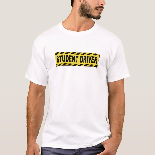Gelber und schwarzer Studenten-Fahrer T-Shirt (Vorderseite)