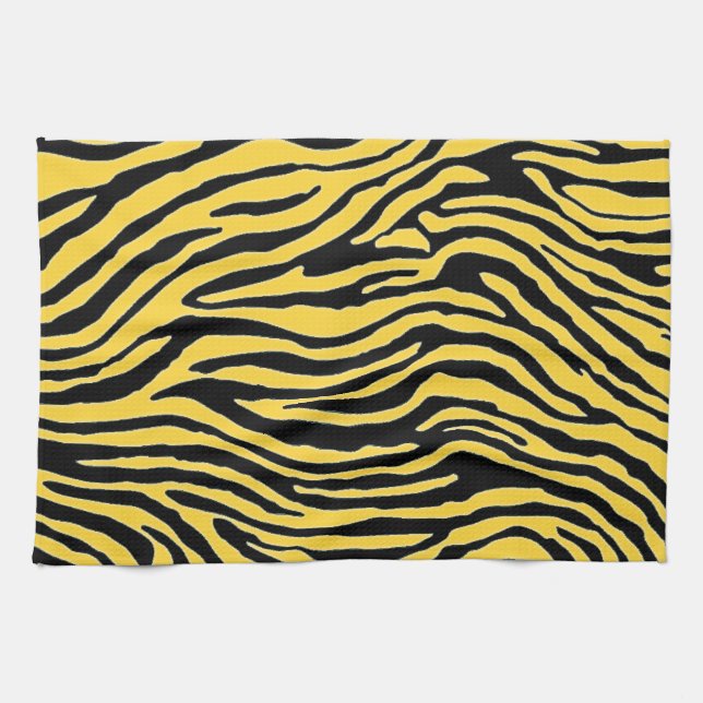 gelber und schwarzer Zebrastreifen Handtuch (Horizontal)