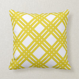 Gelber und weißer Gingham Kissen
