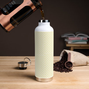 gelber und weißer Hintergrund mit kleinen Kreisen Trinkflasche