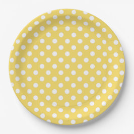 Gelber und weißer Polka-Dot Pappteller