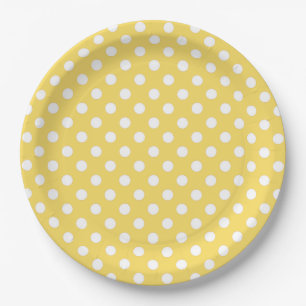 Gelber und weißer Polka-Dot Pappteller