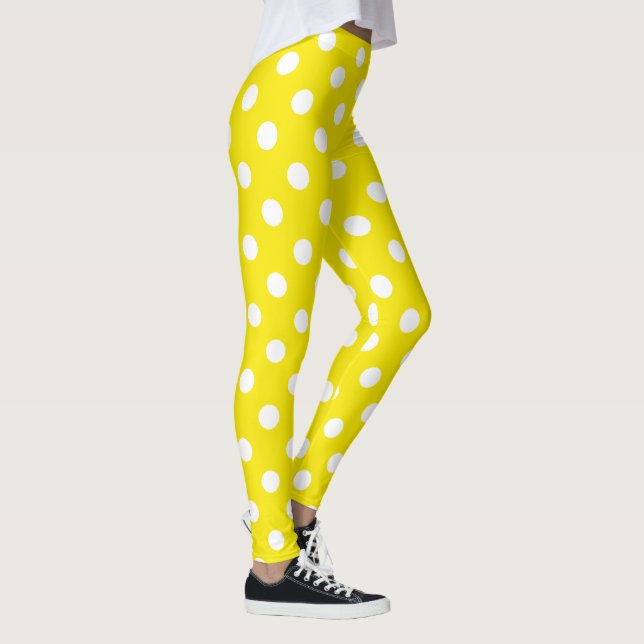 Gelber und weißer Tupfen Leggings (Rechts)
