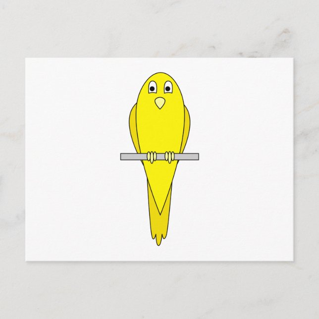 Gelber Vogel. Kanarisch. Auf Weiß. Postkarte (Vorderseite)