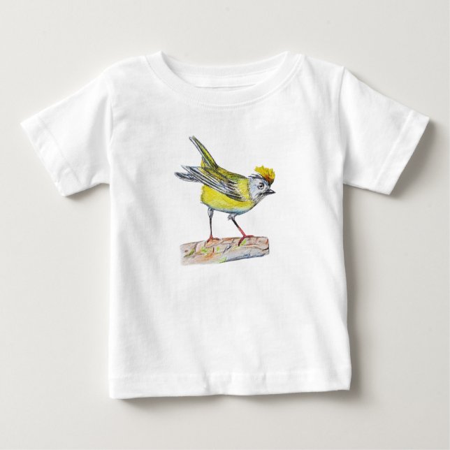 Gelber Vogel Zeichnend Kleinkind Ruffle T-Shirt, w Baby T-shirt (Vorderseite)