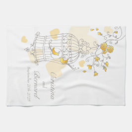 Gelber Vogelkäfig Hochzeit Küchentuch