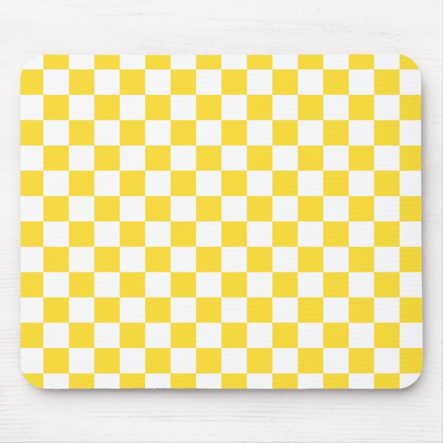 Gelber weißer Karo Prüfmuster Mousepad (Vorne)
