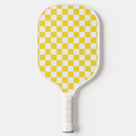 Gelber weißer Karo Prüfmuster Pickleball Schläger