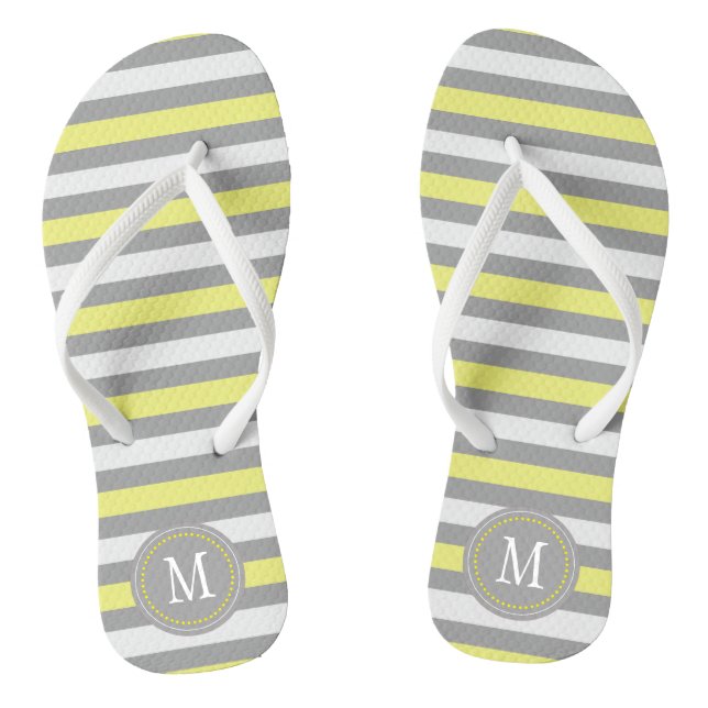 Gelber, weißer Streifen Flip Flops (Fußbett)
