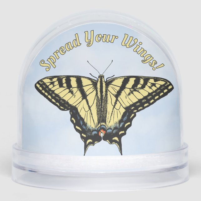 Gelber Western Frack Schmetterling Personalisiert Schneekugeln (Vorderseite)