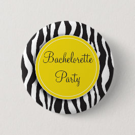Gelber Zebra-Druck-Junggeselinnen-Abschieds-Knopf Button