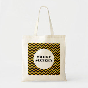 Gelber Zickzack Glitzer Sweet 16 Tote Bag Tragetasche