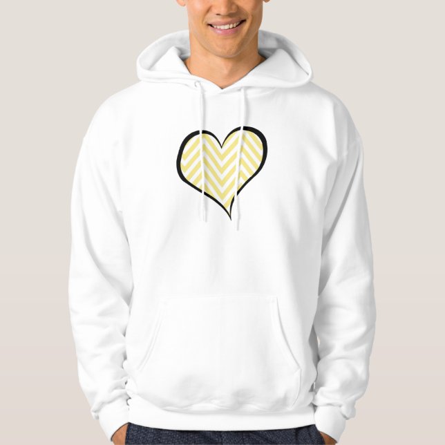 Gelber Zigzag, gelb Zickzack, Wellenmuster, Herz Hoodie (Vorderseite)