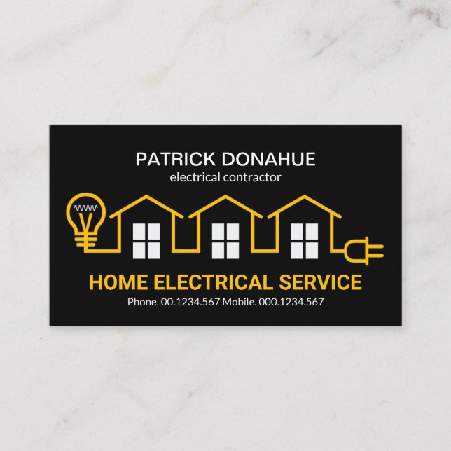 Gelber Zuhause Elektrischer Kabelschalter  Visitenkarte (Vorderseite)