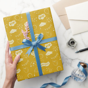 Gelbes Abschluss Handgezeichnetes Scribble-Muster Geschenkpapier