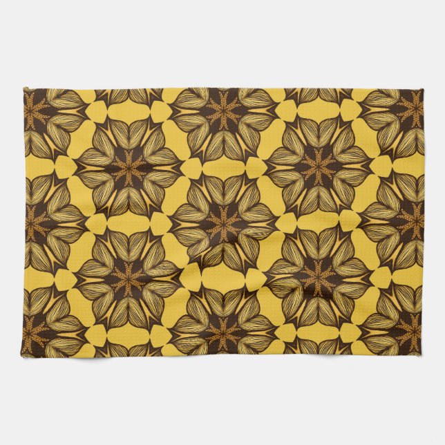 Gelbes Abstraktes Blumenmuster Geschirrtuch (Horizontal)