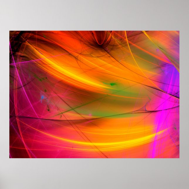 gelbes abstraktes Fraktal Hintergrund 3d rendering Poster (Vorne)