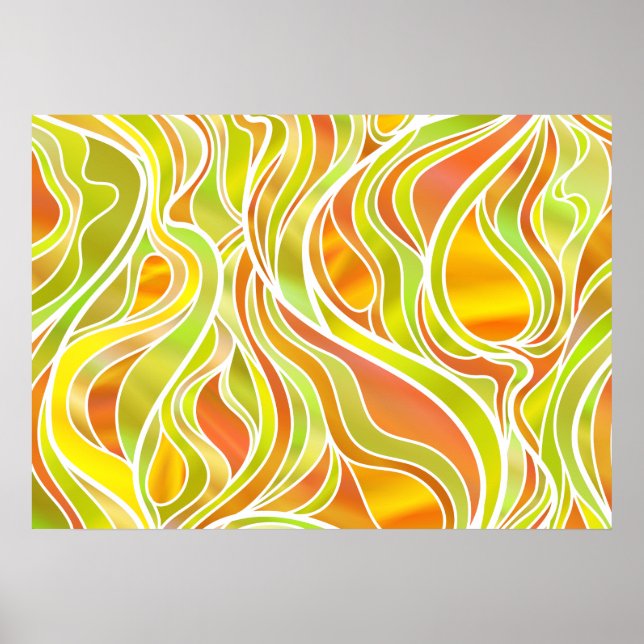 Gelbes Abstraktes Hartglas Poster (Vorne)