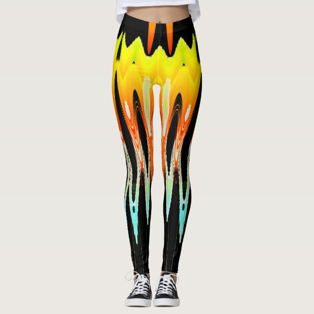 gelbes abstraktes Tulpendesign von Tron2021. Leggings (Vorderseite)
