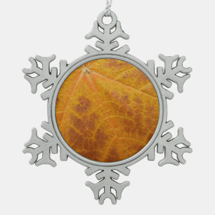 Gelbes Ahornblättern Herbst Abstrakte Natur Schneeflocken Zinn-Ornament