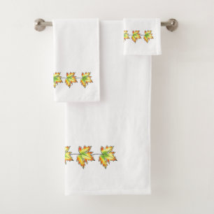 Gelbes Ahornleaf, botanisches Design Badhandtuch Set