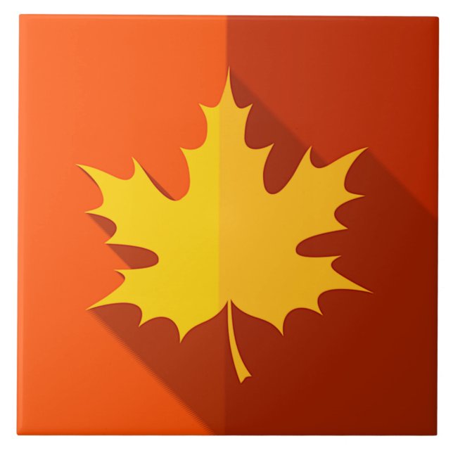 Gelbes Ahornleaf in Orange Fliese (Vorderseite)