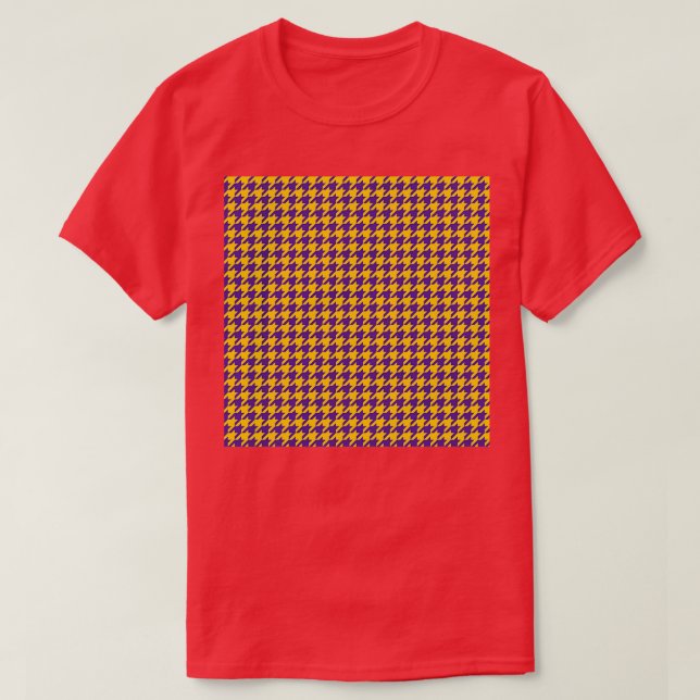 Gelbes Amp Lila Hahnentrittmuster Muster T-Shirt (Design vorne)