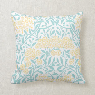 Gelbes Aqua Floral Damask Muster Kissen