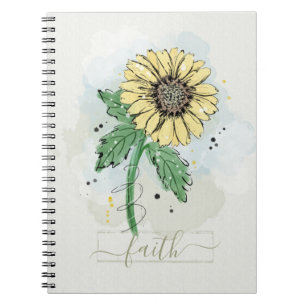 Gelbes Aquarell-Blumen-Glaubens-Notizbuch Notizblock