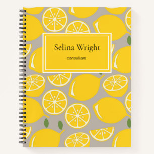 Gelbes Aquarell-Limonenmuster Notizbuch