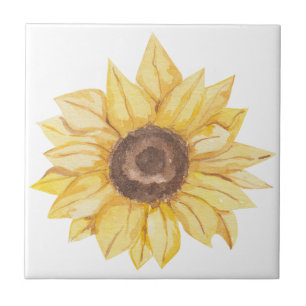 Gelbes Aquarell-Sonnenblumen-Keramikfliese Fliese