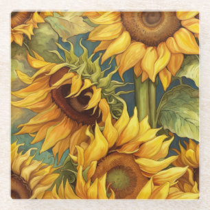 Gelbes Aquarell Sonnenblumen Untersetzer