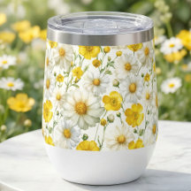 Gelbes Aquarell-Wildblumenmuster 