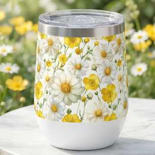 Gelbes Aquarell-Wildblumenmuster