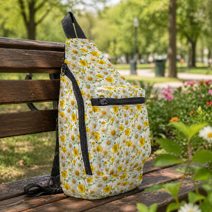 Gelbes Aquarell-Wildblumenmuster Crossbody Bag