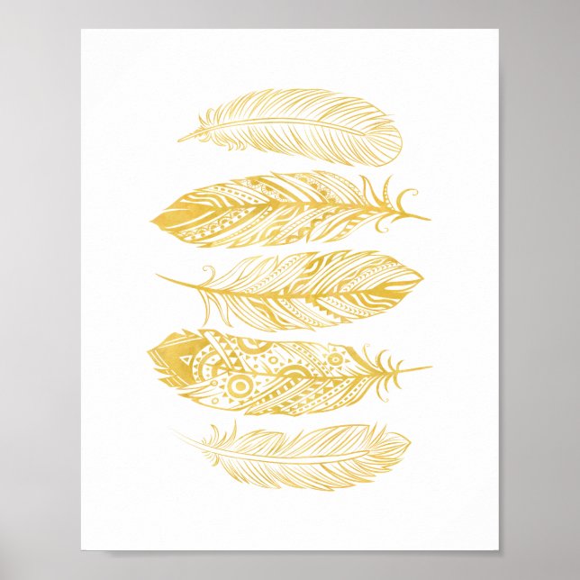 Gelbes Aquarellfederhalter Tribal Print Poster (Vorne)