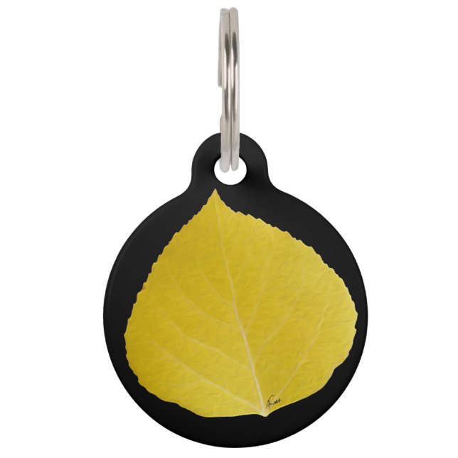 Gelbes Aspen-Blatt #5 Tiernamensmarke (Vorderseite)