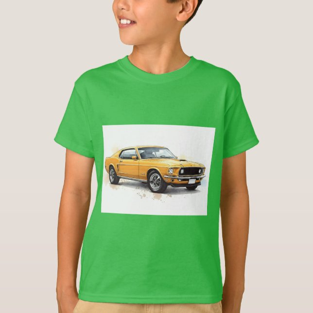 Gelbes Auto aus den 60er Jahren T-Shirt (Vorderseite)
