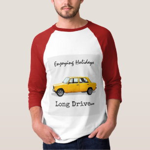 Gelbes Auto Ferien Abenteuer Reise Thema XL Größe T-Shirt