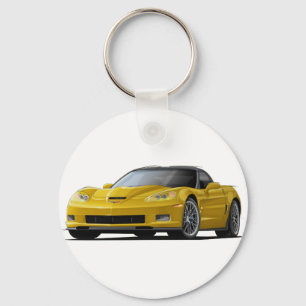 Gelbes Auto Korvette ZR1 Schlüsselanhänger